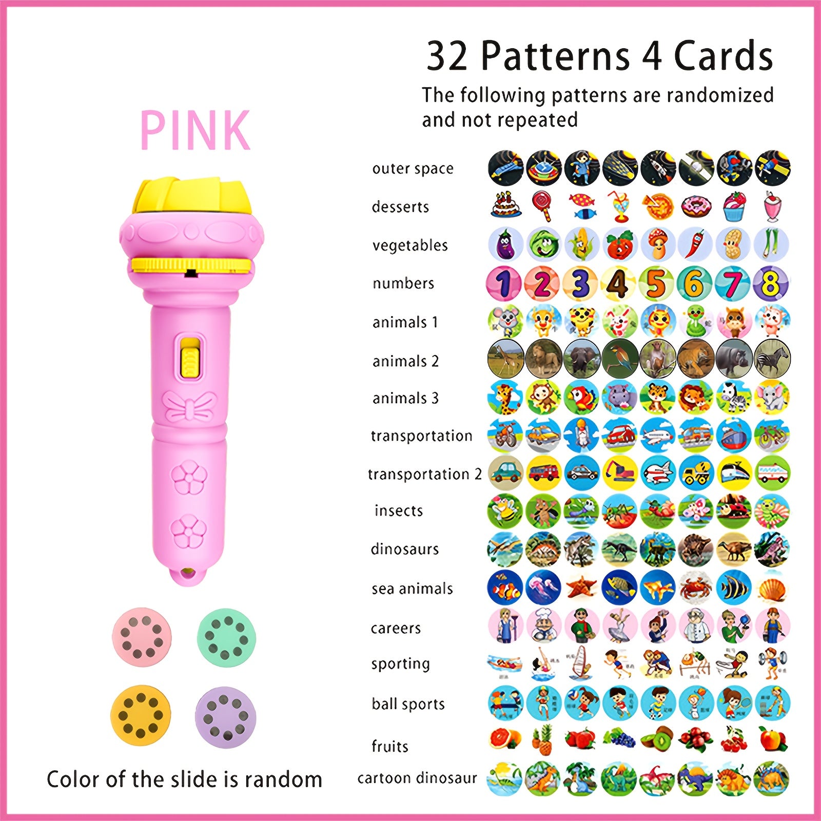 Educational Toy for Ages 3 Plus Winter Fun Projection Flashlight Puzzle Cards with Animal Dinosaur Vehicle and Space Themes