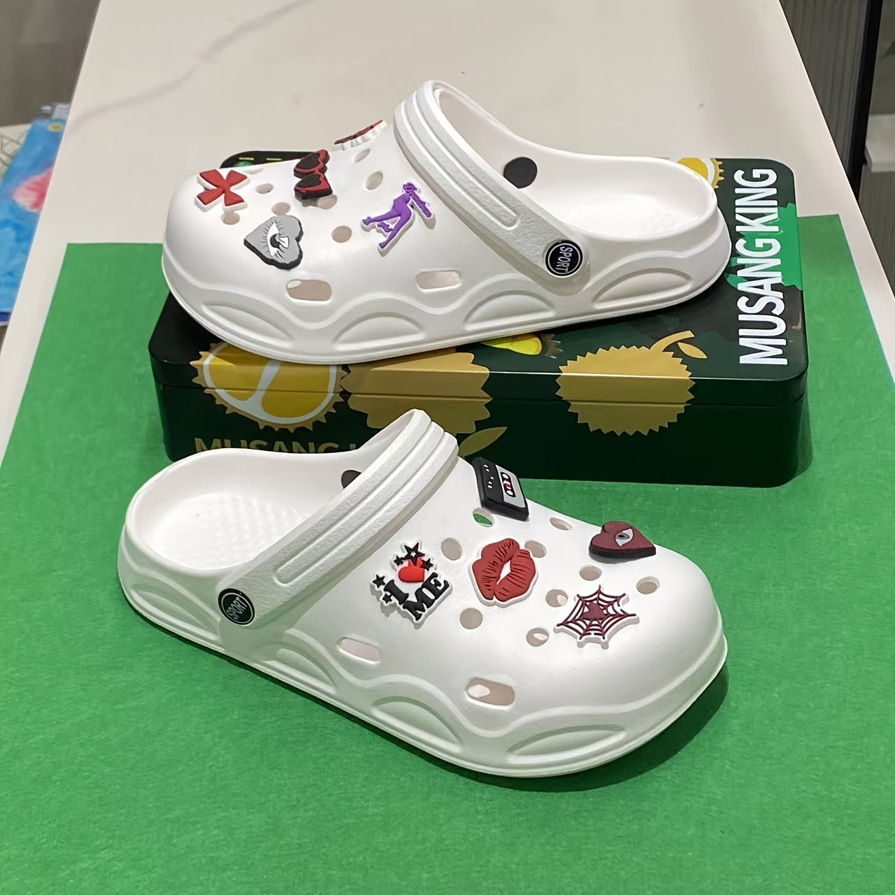 Women's Summer Hollow EVA Sandals with Cartoon Pendant and Accessories