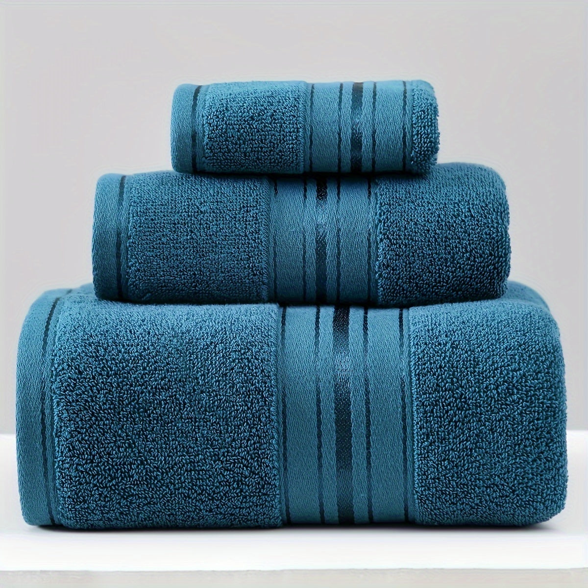 Cotton Towel Set 3 Pieces Includes Washcloth Hand Towel Bath Towel Absorbent Quick-Drying Soft