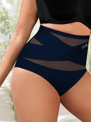 Ropa interior de talla grande de cintura alta para mujer en morado, control de barriga, elevador de glúteos, malla transpirable