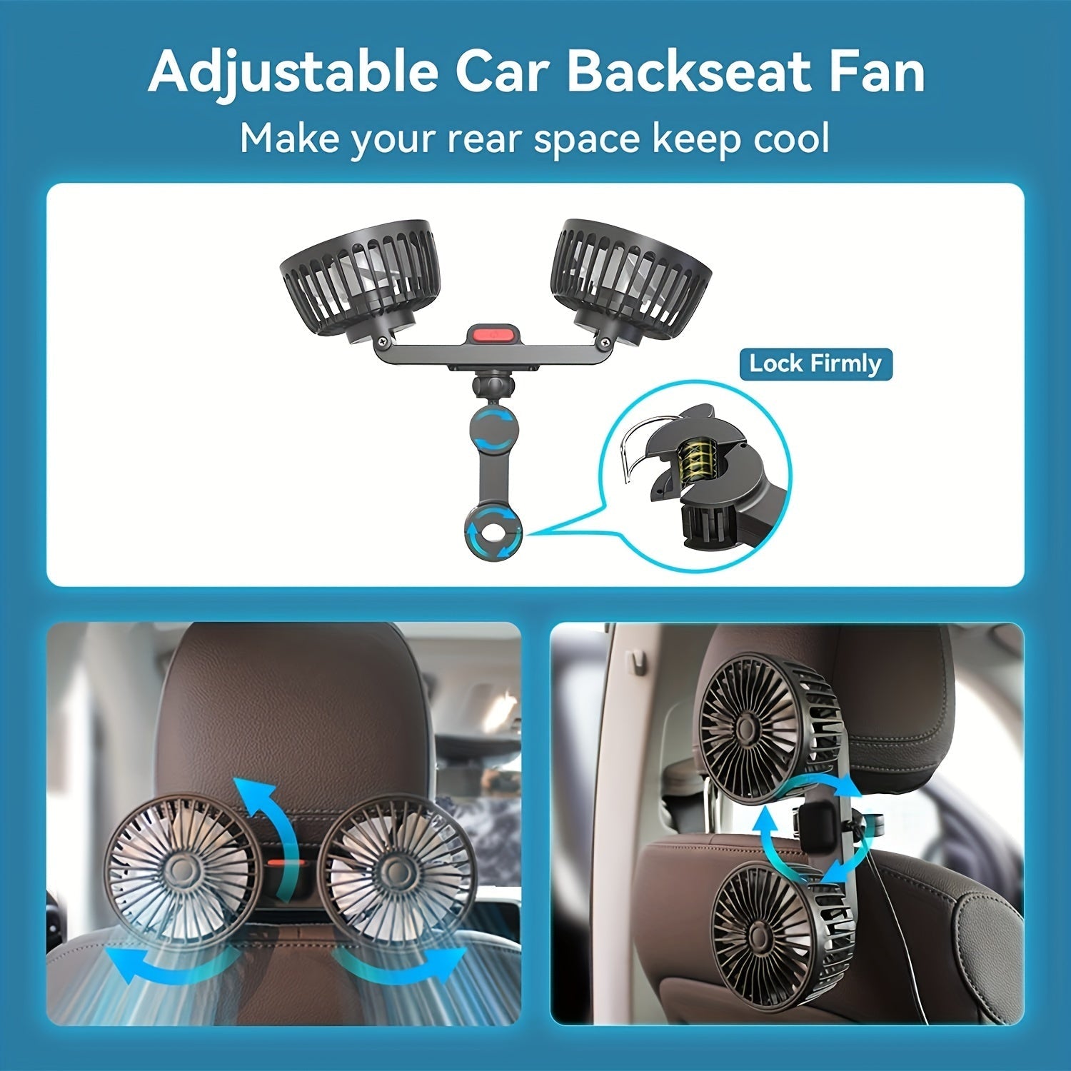 Car Fan for Cars and Home, Dual-Headed Air Conditioner, 360° Rotation
