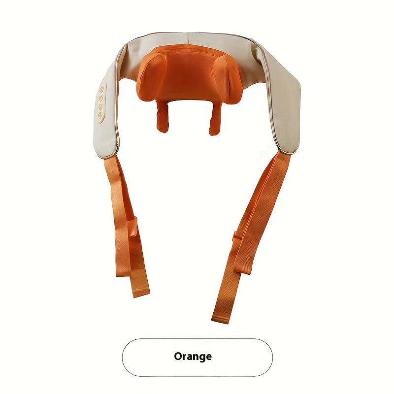 Wireless Neck and Shoulder Massager with 6-Claw Massage Head Heating Function Soft Breathable Fabric and Back Strap
