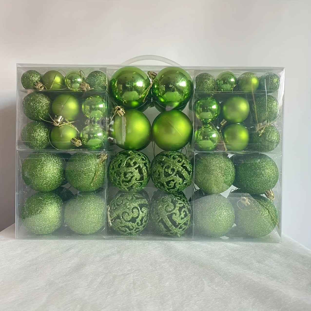 Set de 100 bolas de Navidad de plástico irrompibles en caja de regalo