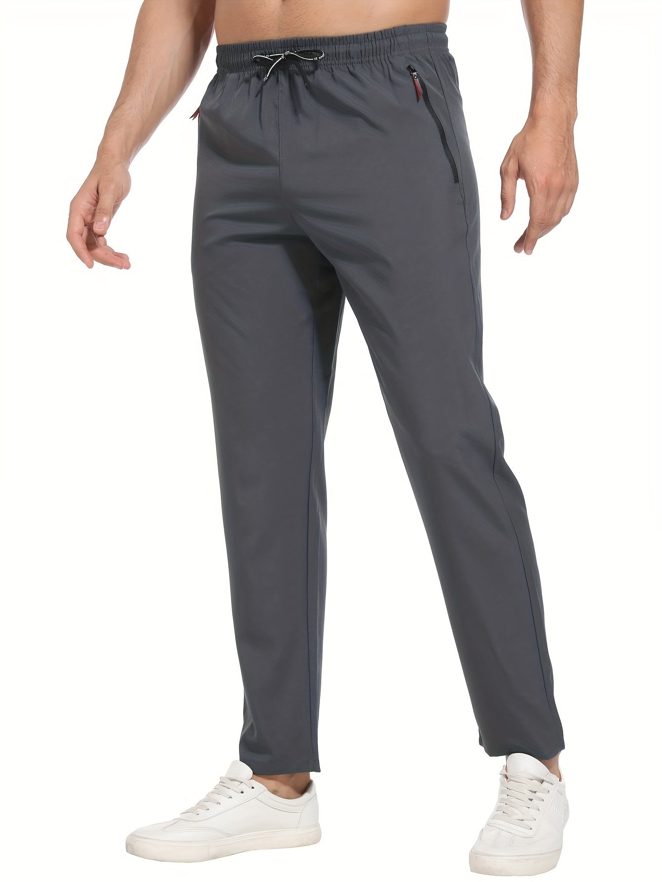 Men's Breathable Quick-Dry Joggers with Zipper Pockets and Drawstring Lightweight Sports Pants