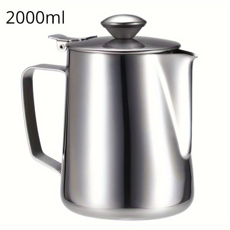 Stainless Steel Milk Frothing Pitcher with Lid for Espresso, Lattes, Cappuccinos