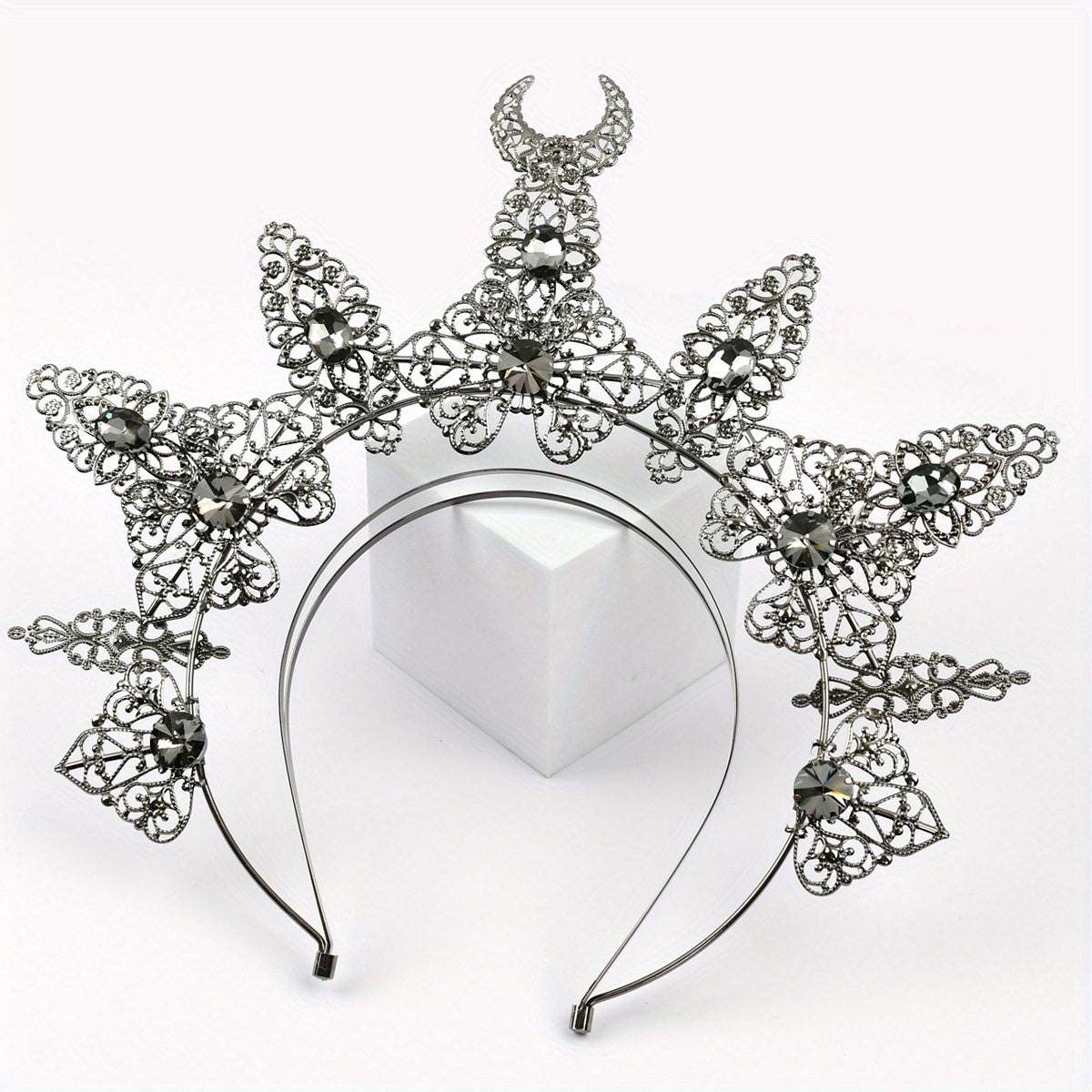 Vintage Gold Hair Crown Tiara with Faux Pearl Headband for Women