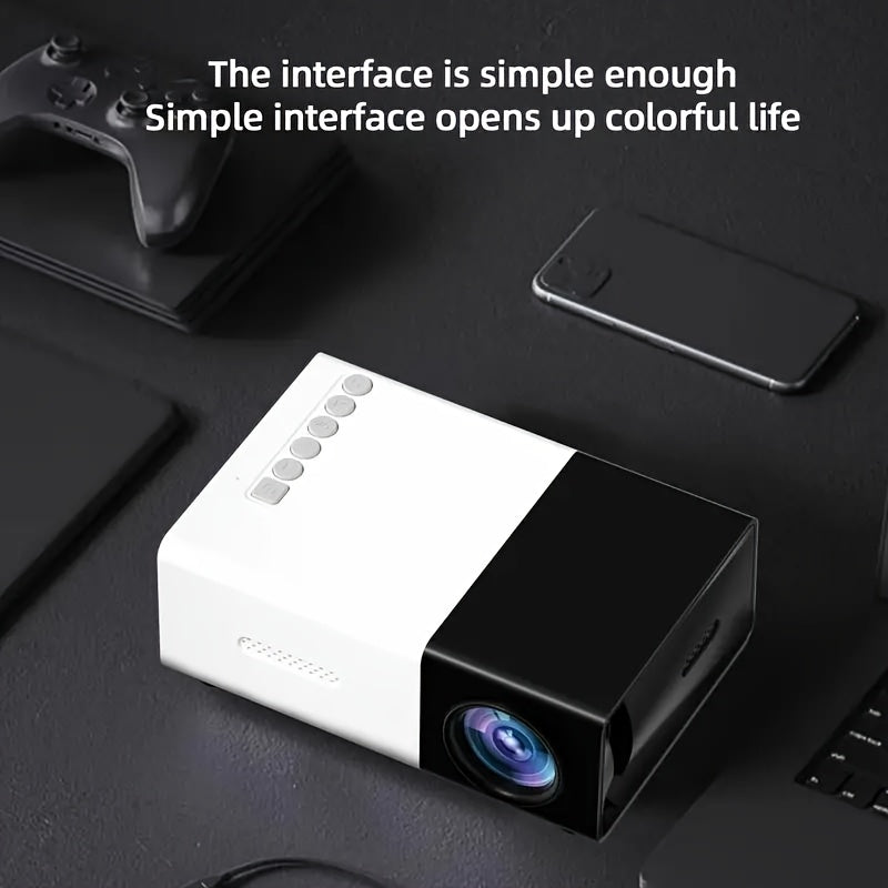 Portable Home Theater Projector with Screen Sharing, Compatible with Smartphones Tablets USB AV Storage Cards