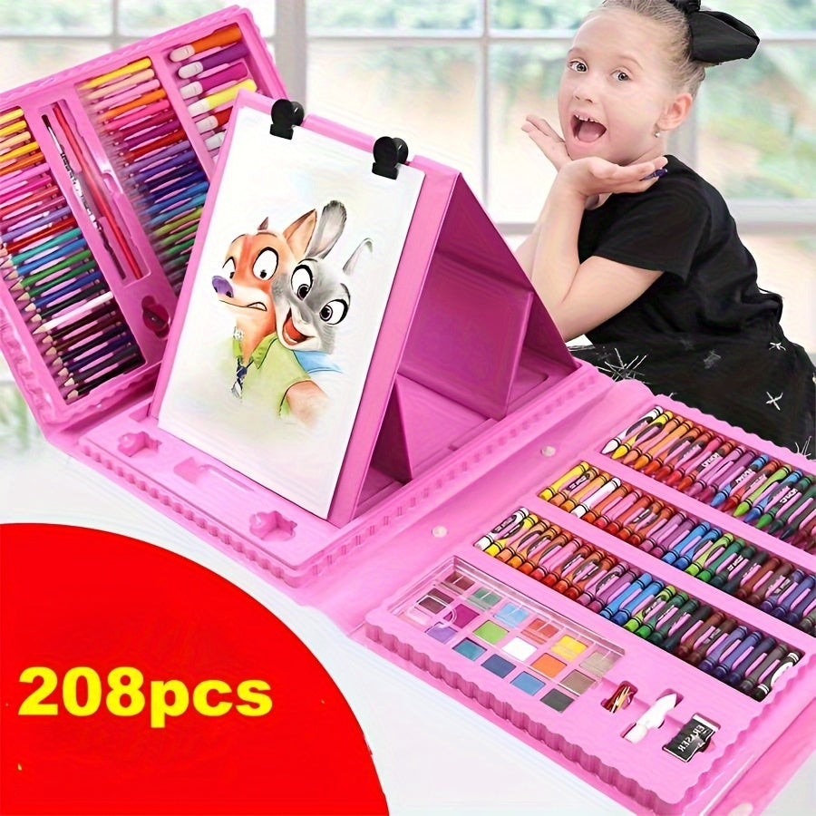 Kids Art Set 208 Pieces Watercolor Pens Crayons Markers Gift for Children