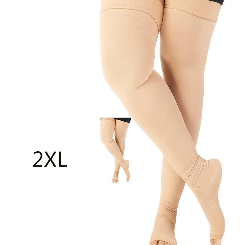Unisex Graduated Thigh High Compression Stockings 20-30mmHg Nylon Spandex Over-the-Knee