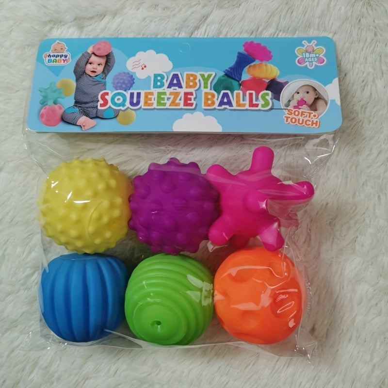 Set of 6 Soft Rubber Hand Grip Pinch Balls Stress Relief Toys for Cognitive and Chewing Therapy