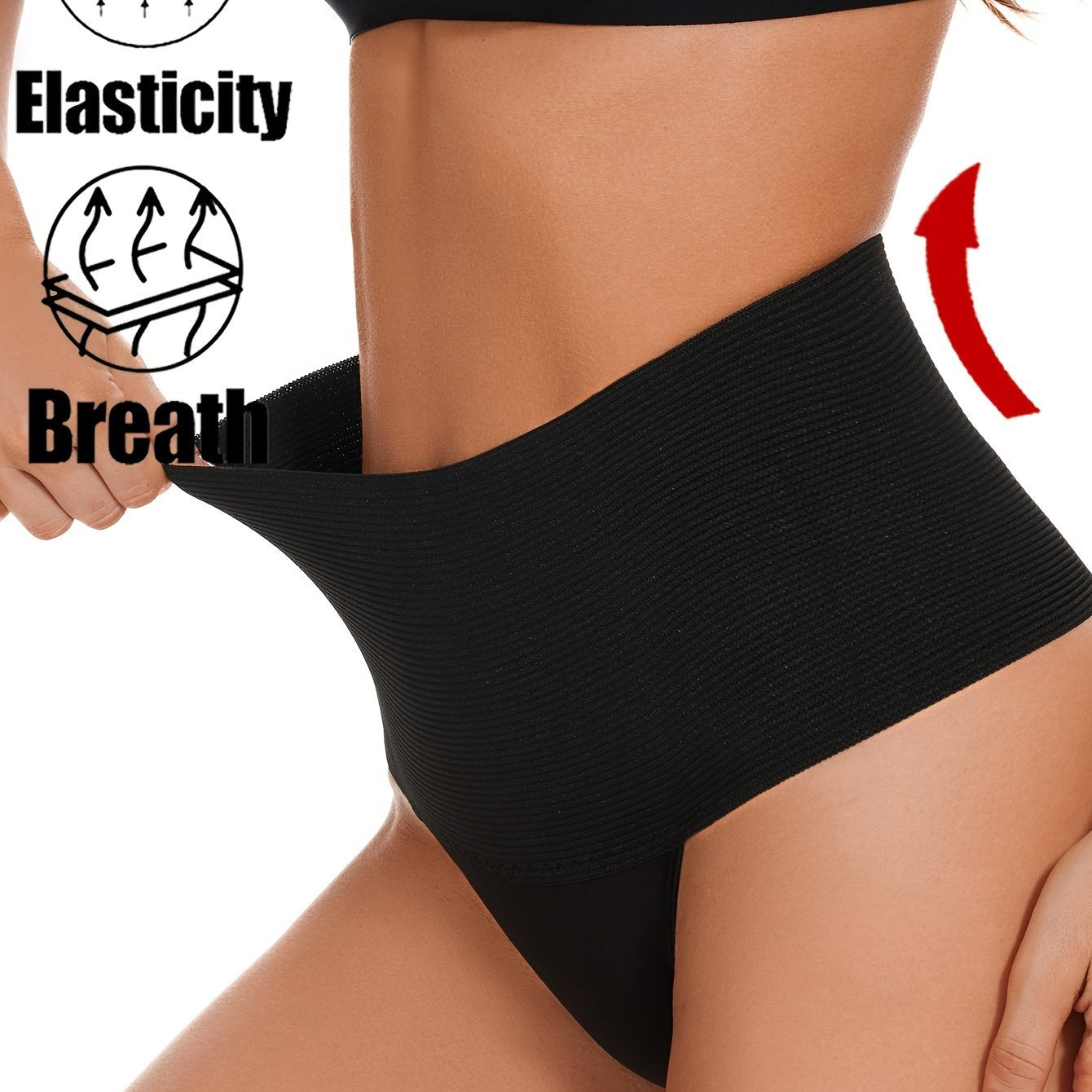 Panties moldeadoras de cintura alta para mujer, control de abdomen, tanga de color sólido