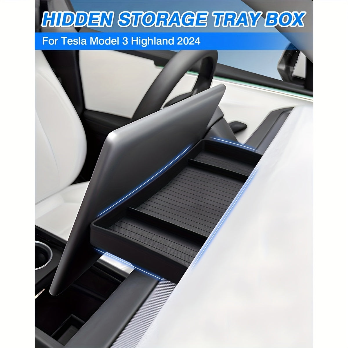 Bandeja organizadora de interior para coche, de TPE negro, para accesorios de almacenamiento Tesla Model 3/Y