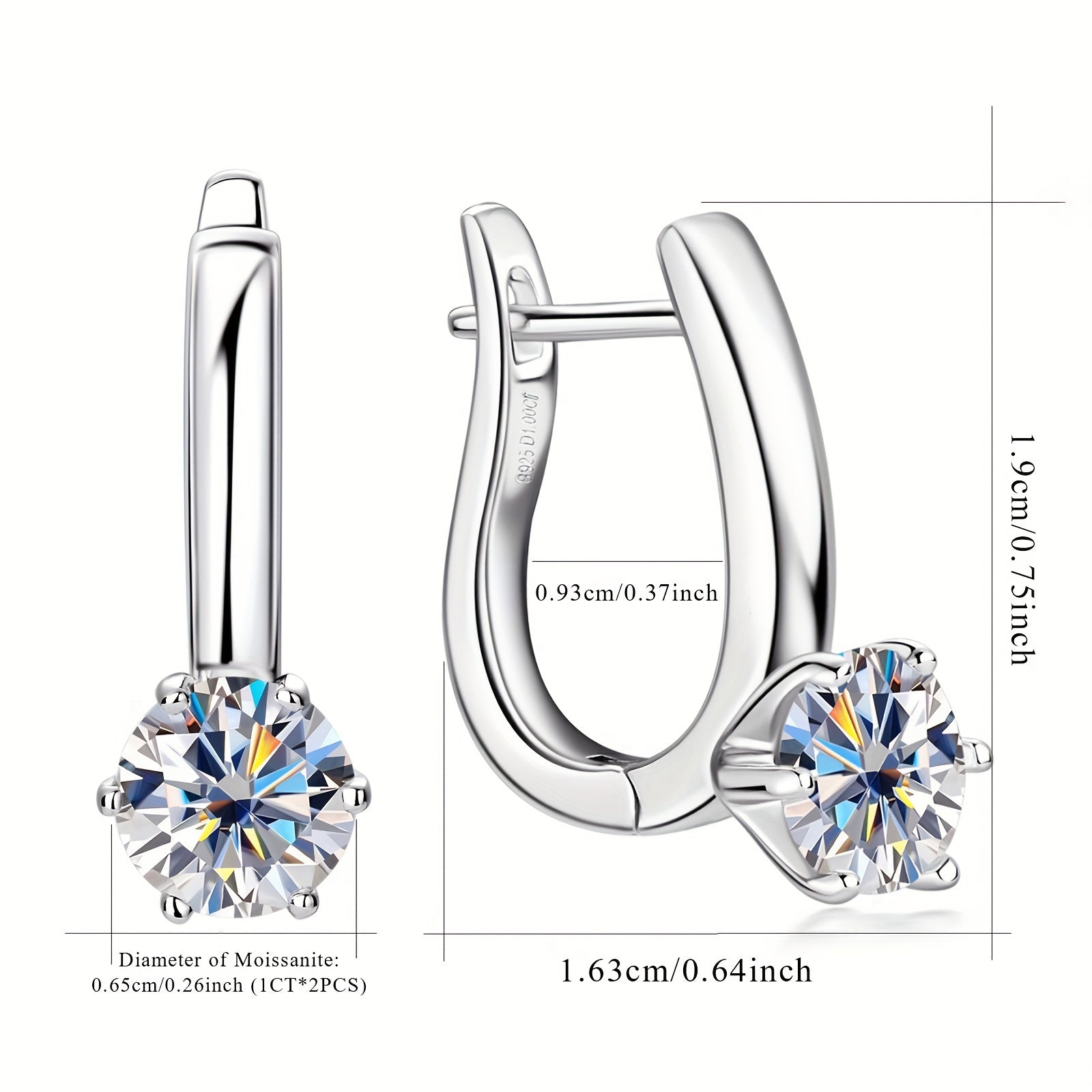 Sterling Silver Earrings with Mozambique Stone and U-Shaped Ear Cuffs