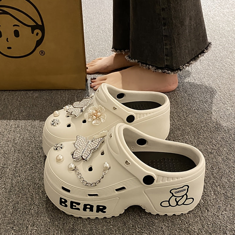 Women's Water Diamond Butterfly Summer Shoes With Thick Sole and Toe Cover