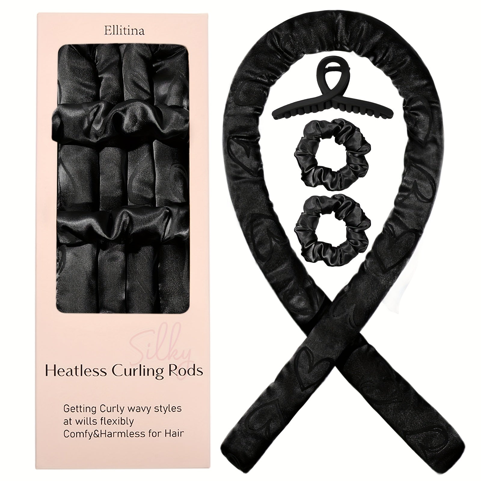 Heatless Satin Hair Curlers Set for Women and Girls with Curling Rod Headband and Loops