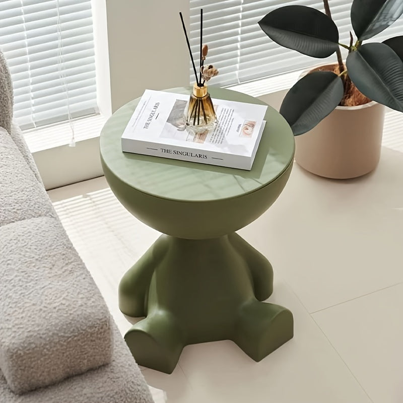Olive Green European Style Plush Side Table Small Indoor Head End Table with Storage