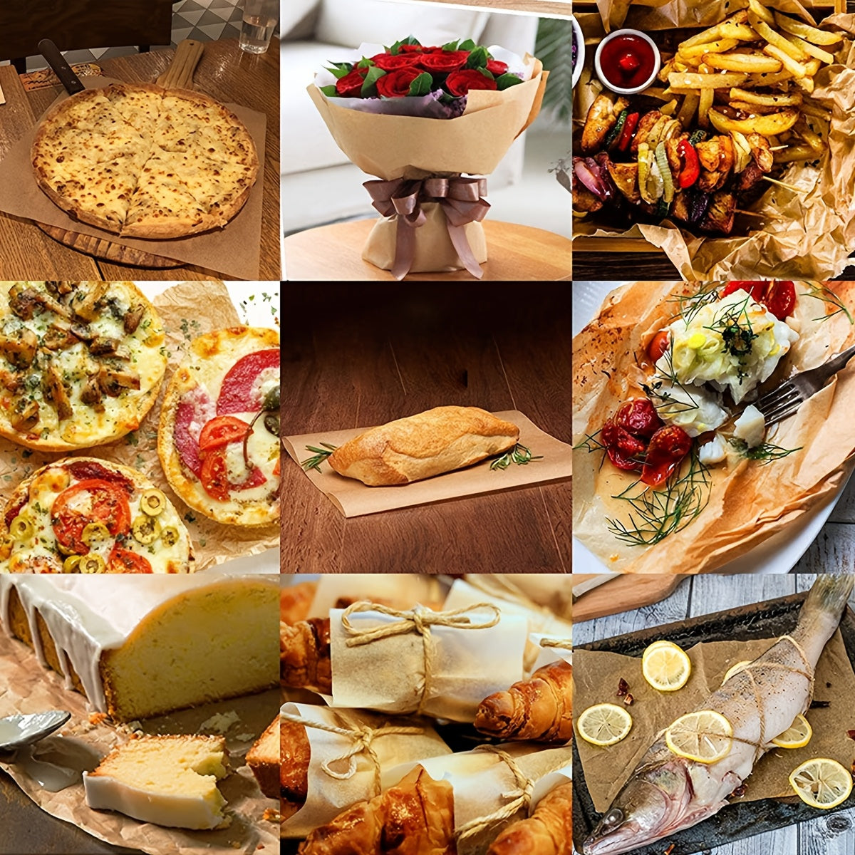 50 Sheets Pre-Cut Non-Stick Unbleached Parchment Paper for Baking Cooking Grilling