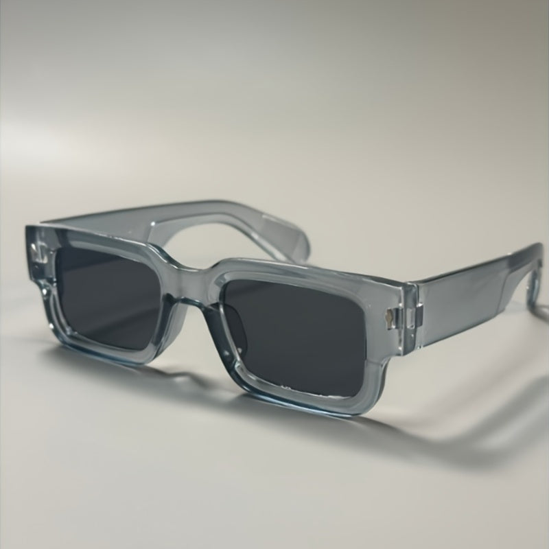 Men's Y2K Punk Rectangle Glasses Full Rim AC Lens PC Frame Anti-Reflective Wide Frame for Outdoor Sports Travel