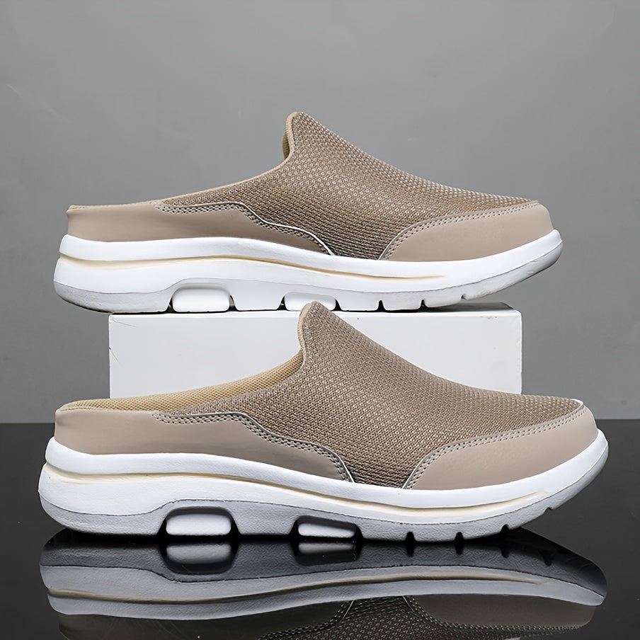 Мужские дышащие нескользящие домашние и уличные тапочки из ткани с резиновой стелькой