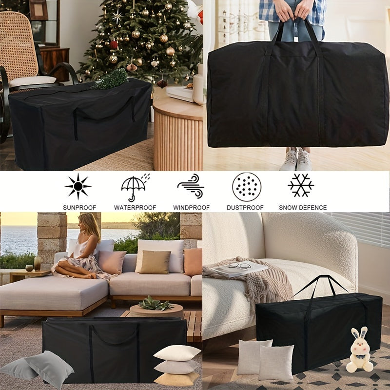 Outdoor Waterproof Cushion Storage Bag Heavy Duty 210D with Handle Black