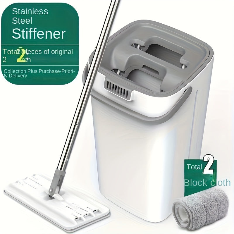 Spin Mop Bucket Set for Wet and Dry Cleaning, Durable Stainless Steel and Plastic