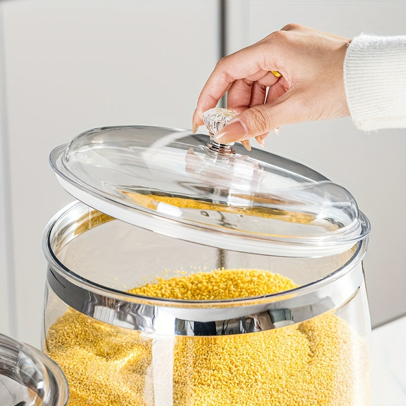 Large PET Transparent Storage Jar for Pickles Nuts Grains and Snacks Reusable Round Flip Top
