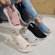 Women's Slip-On Sandals Breathable Fabric Upper Lightweight PU Sole Casual Summer Shoes for Travel Beach Daily Wear