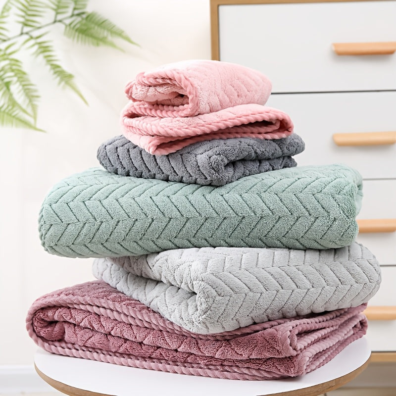 Coral Fleece Bath Towel Set 2 Pieces Quick-Drying Soft Absorbent Spa Home Use