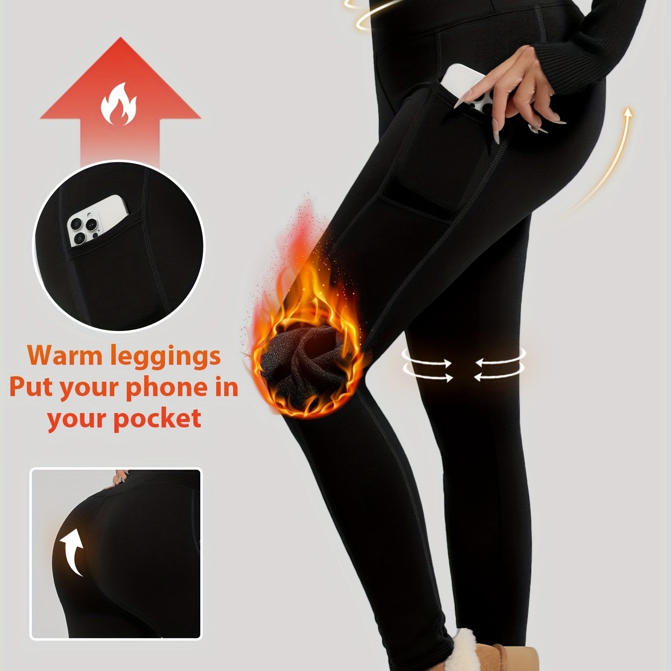 Leggings de terciopelo para otoño e invierno para deporte, casual, ajustado, con bolsillos
