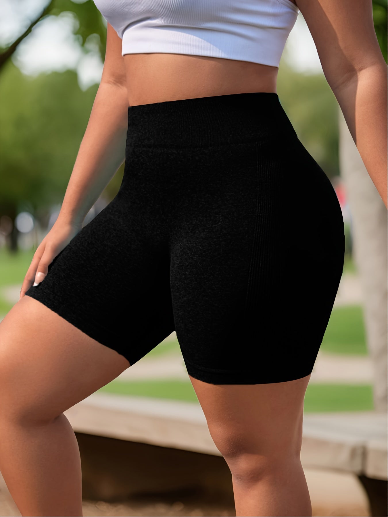Women's Plus Size Seamless High Waisted Sports Shorts Sets 2 Pack