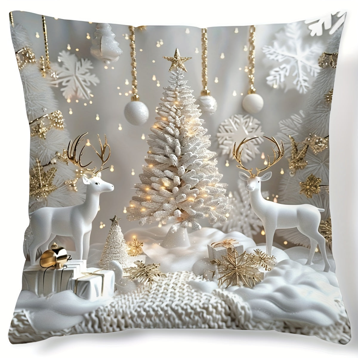 Christmas Snowmen Pillow Cover 44.96cm Square Sofa Living Room Bedroom Decor