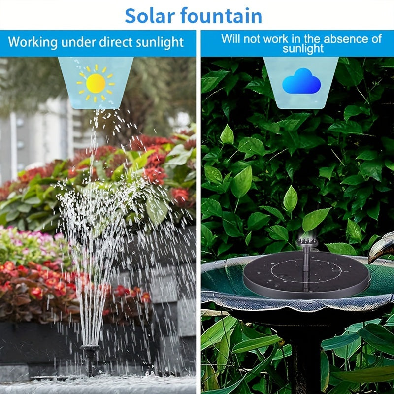 Solar Fountain Pump with LED Light Lithium Battery Garden Water Feature 7 Nozzle Modes