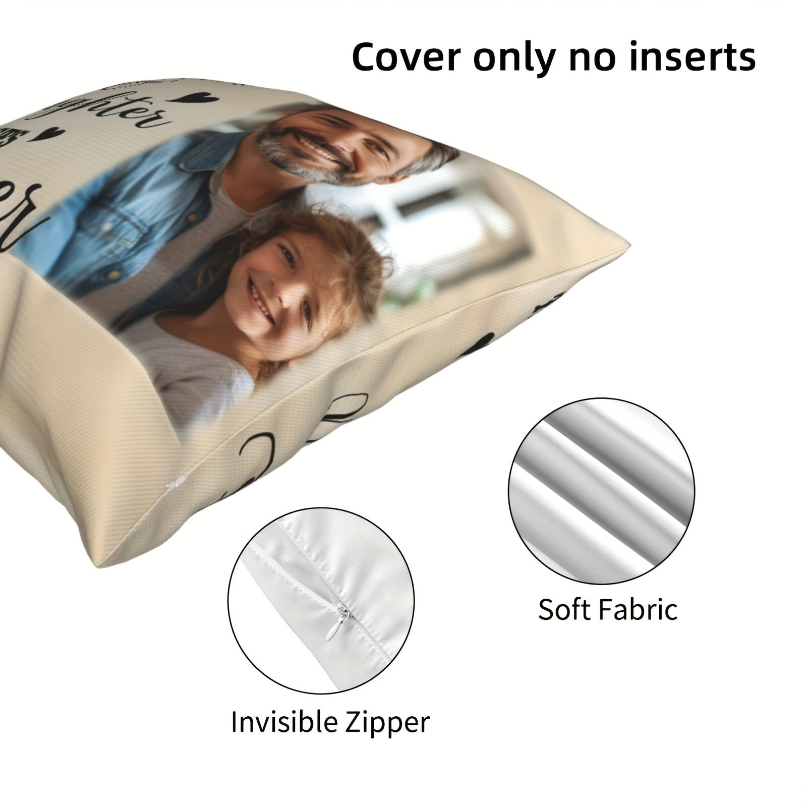 Custom Father Daughter Photo Pillowcase Soft Polyester Gift for Dad Home Decor