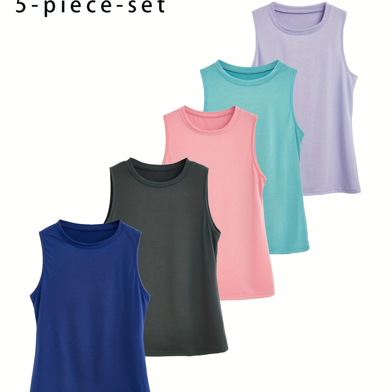 Women Plus Size Sleeveless Tank Tops Breathable Summer Casual Fitness Pack of 5