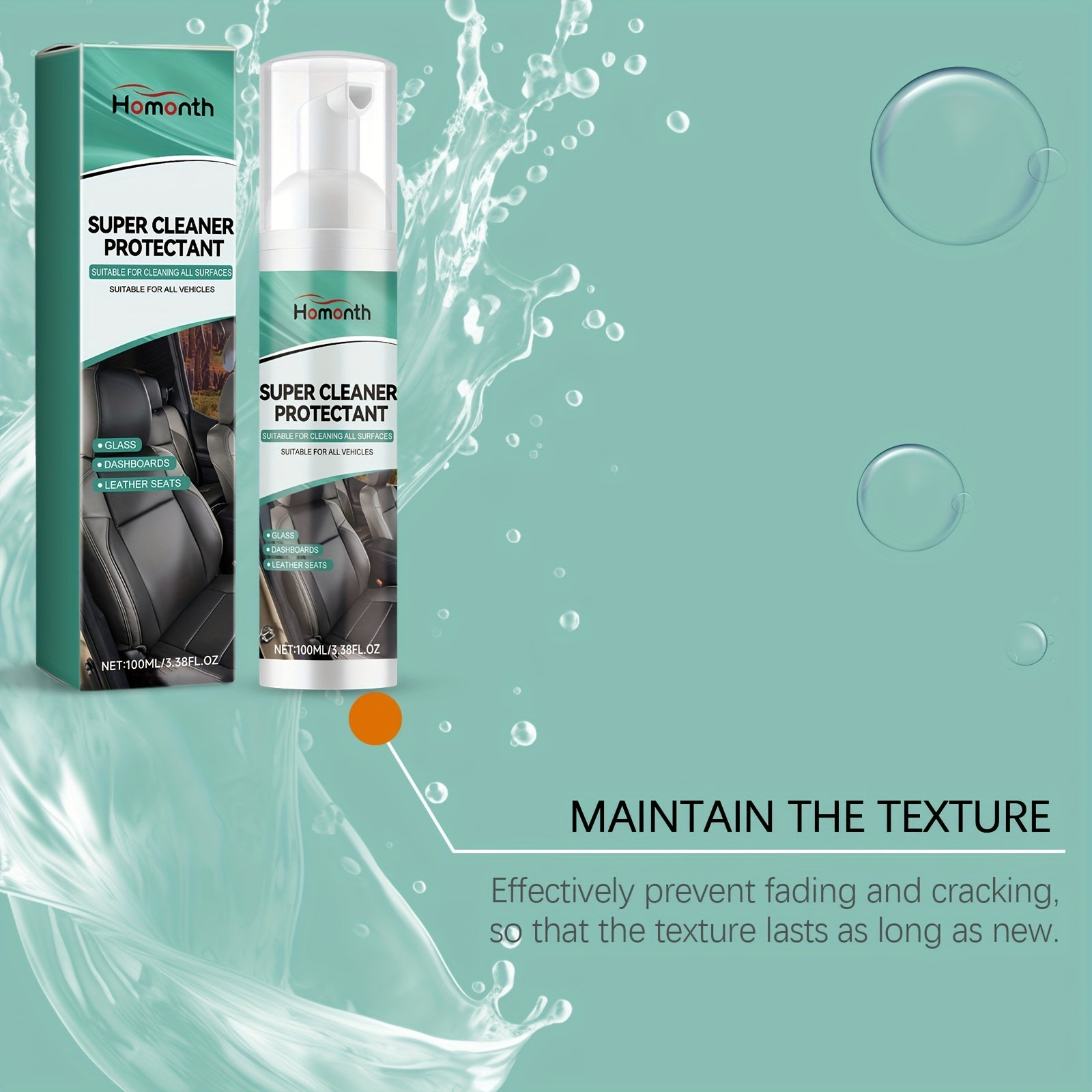 1L Ko'p maqsadli avtomobil o'rindig'ini tozalash uchun mo'ljallangan, charm dog'lari va iflosliklarni olib tashlash uchun