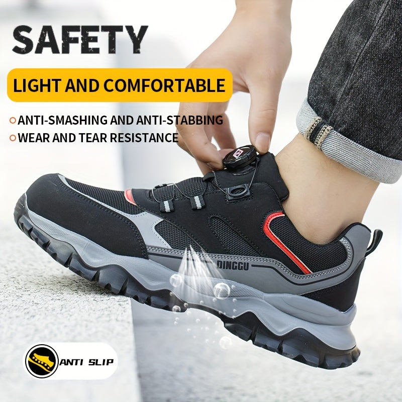 Men's Work Shoes Steel Toe Puncture Resistant Anti-Slip Fabric Safety Shoes