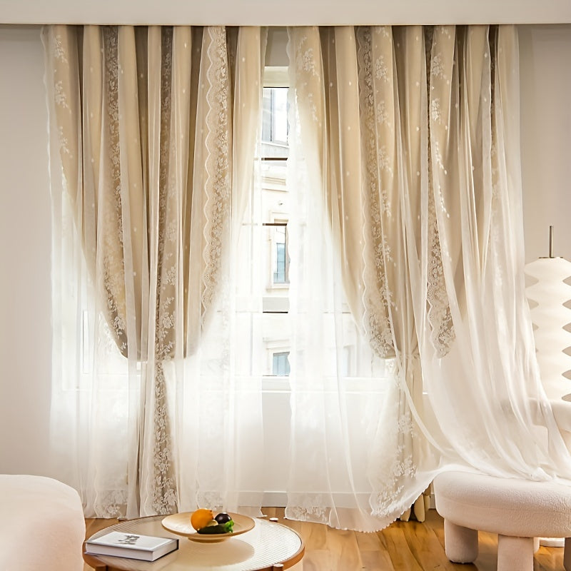 Blackout Curtains with Hooks for Bedroom Insulated Window Panels Sheer Embroidery Black