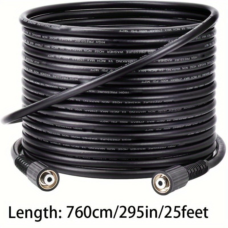 4000 PSI Pressure Washer Hose Kink Resistant 1/4 Inch Vinyl with M22-14mm Brass Thread