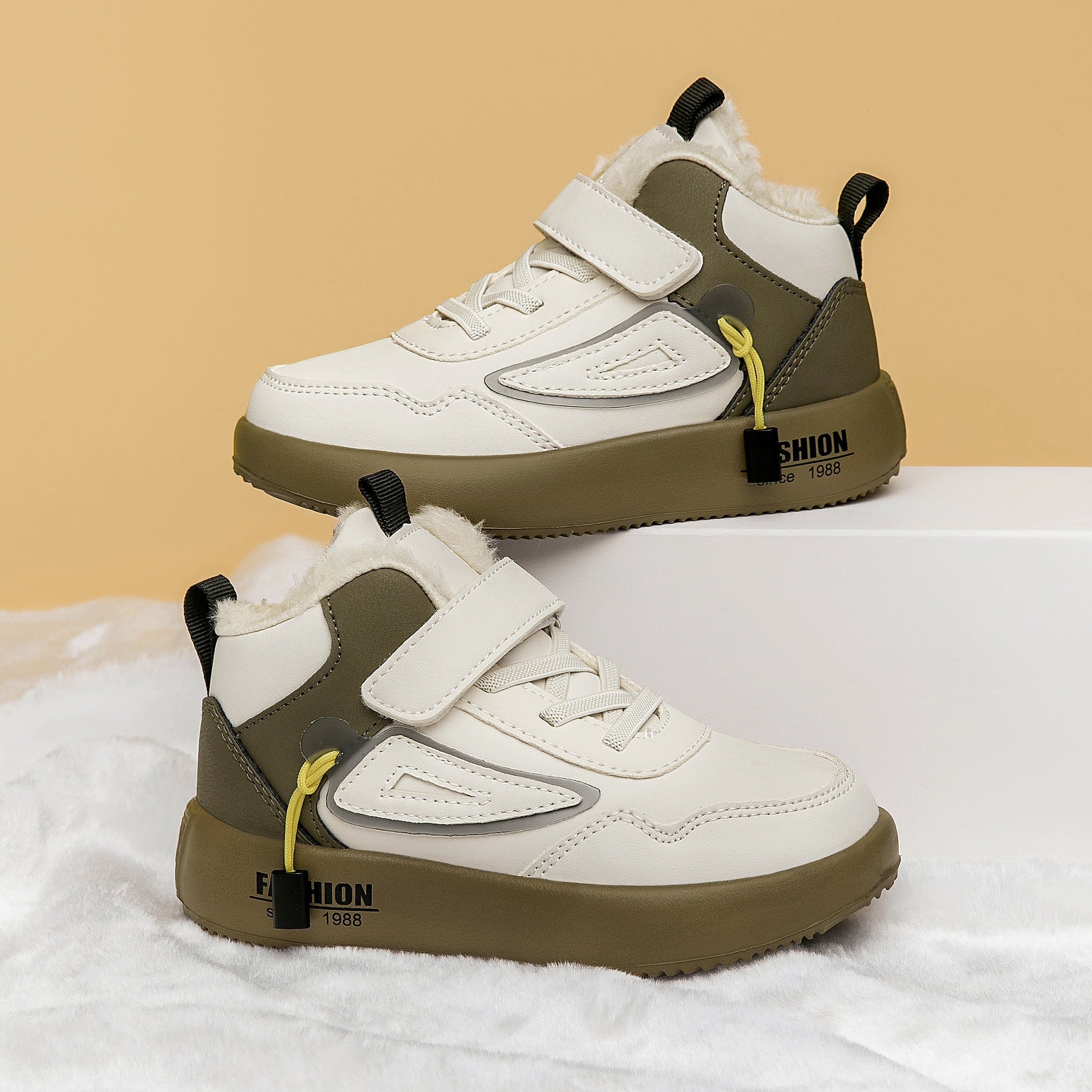 Boys Winter Snow Boots Waterproof Non-Slip Plush Lined High Tops Gray Navy