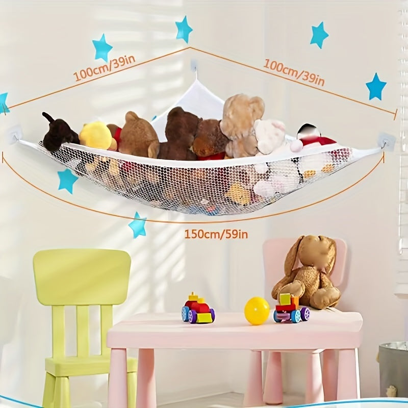 Stuffed Animal Storage Net Mesh Hanging Organizer for Bedroom and Living Room Clutter Control