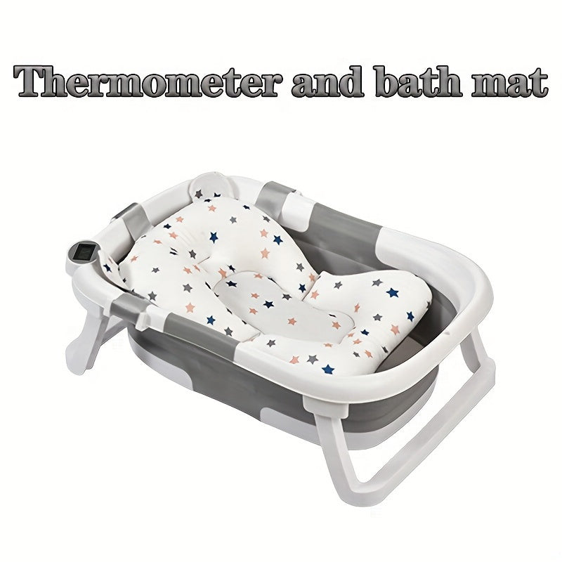 Baby Silicone Foldable Bathtub for Infants and Toddlers with Non-Slip Base