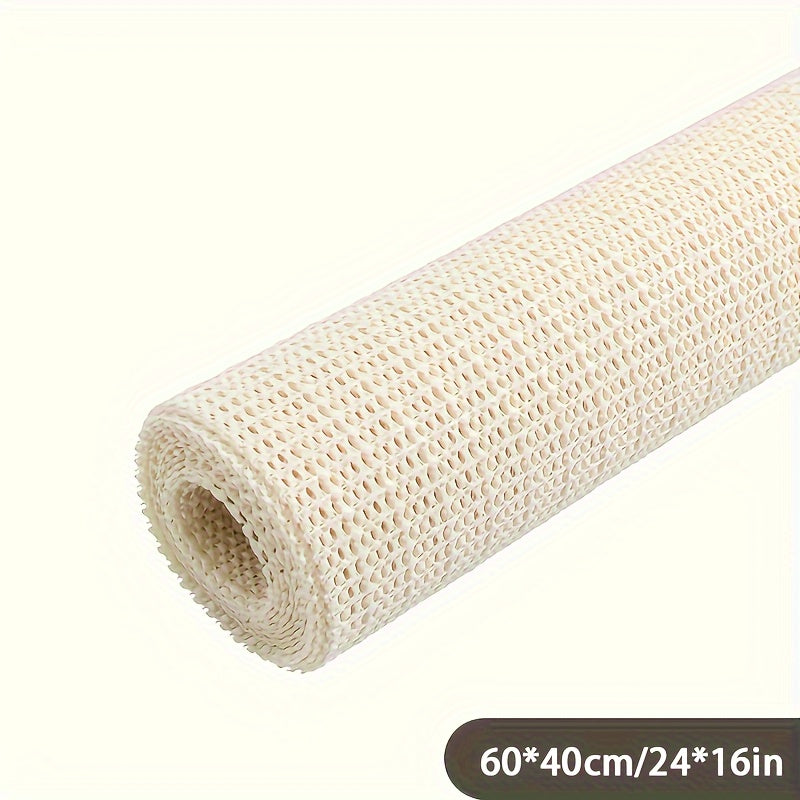Beige PVC Non-Slip Rug Mat for Bedroom Living Room Kitchen Bathroom Indoor Use