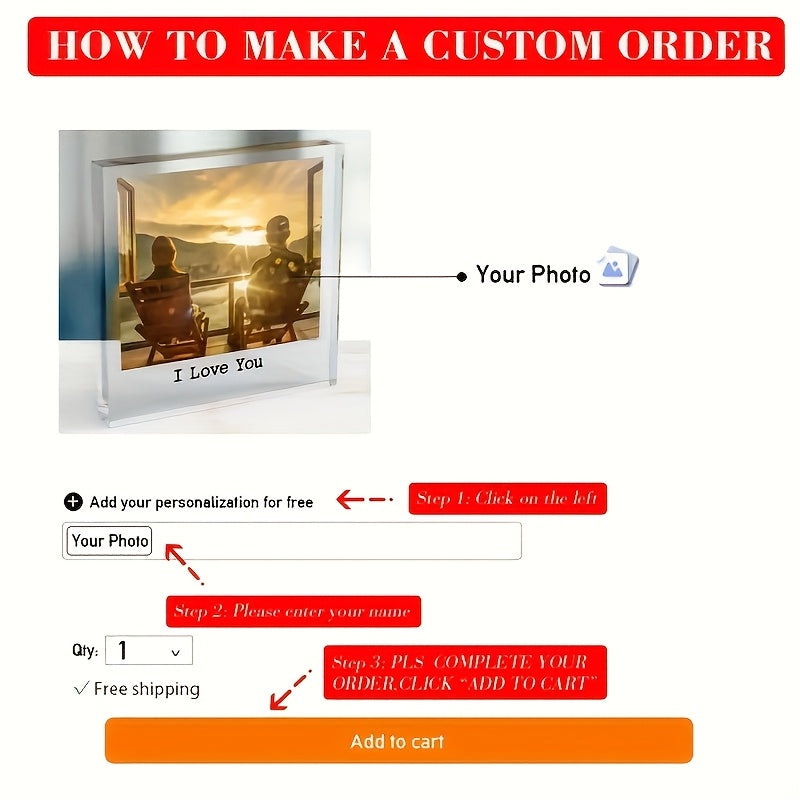 Personalized Square Acrylic Photo Frame for Memories Display