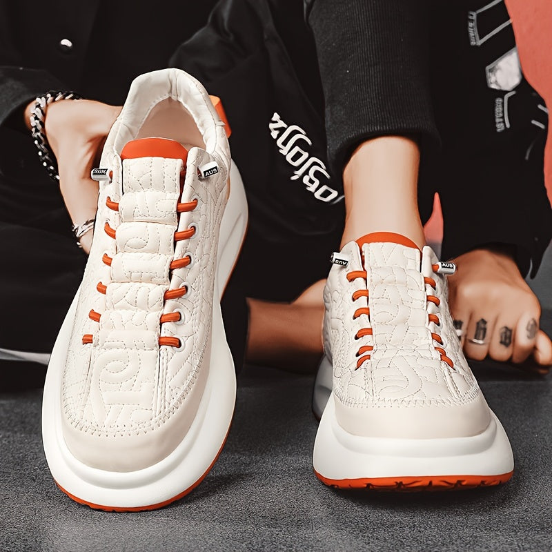 Men's Large Size Chinese Style Dad Sneakers with Thick Rubber Sole Elastic Band Closure Faux Upper Fabric Lining Casual Sports