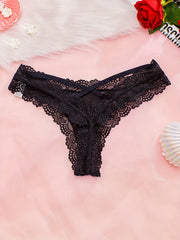 Women's Lace Thongs Floral Criss Cross Sexy Underwear