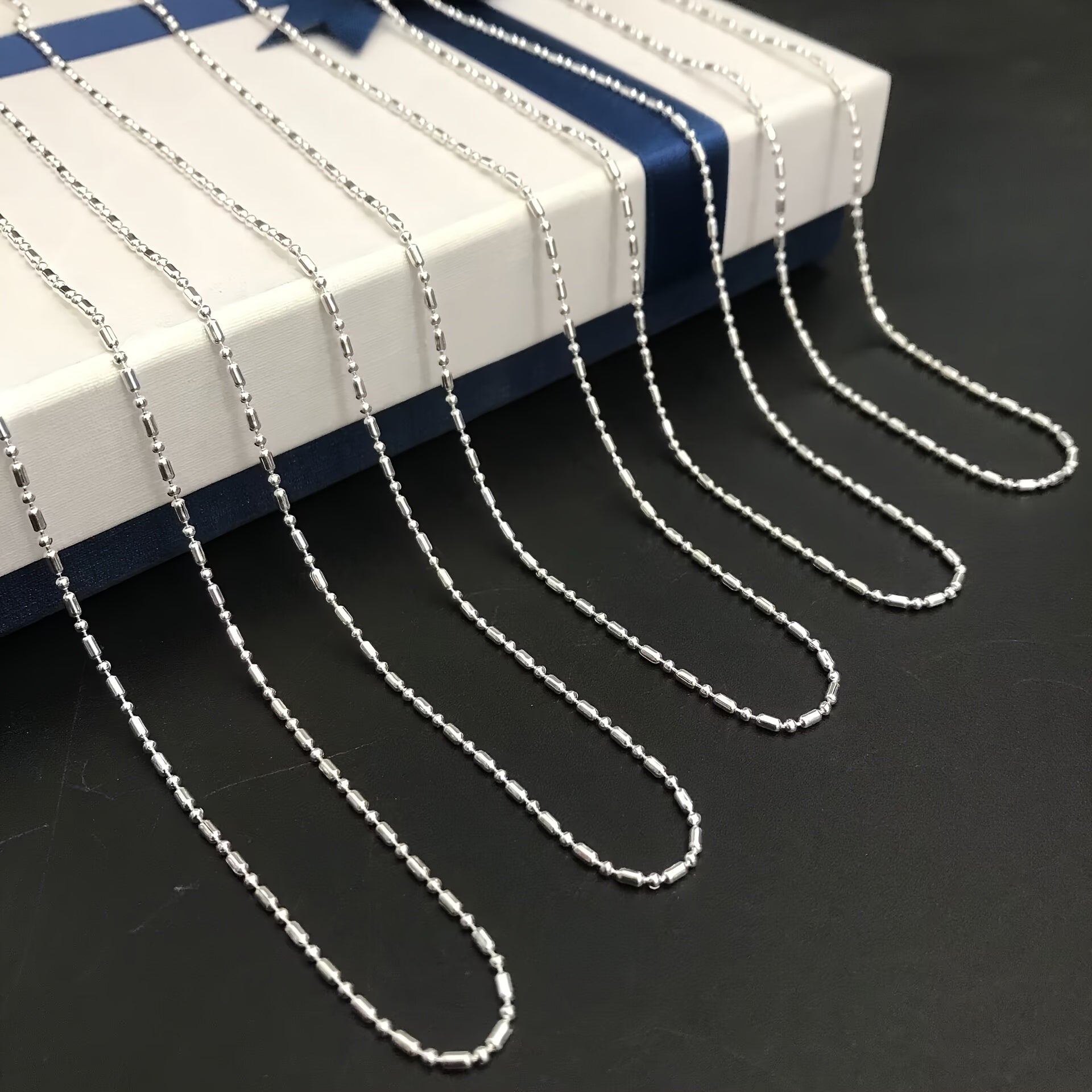 Silver Plated Link Chain Necklace Set for Jewelry Making 16-30 Inch 5 Pieces