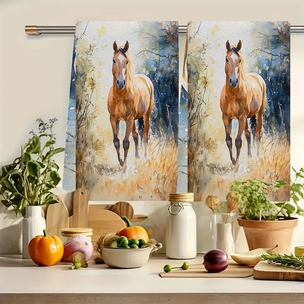 Набор из 2 кухонных полотенец Horse Design, 40x60 см, впитывающий полиэстер