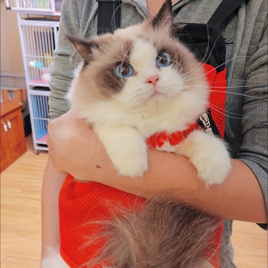 Pet Backpack for Small Dogs and Cats Breathable Mesh Zipper Carrier with Comfort Straps