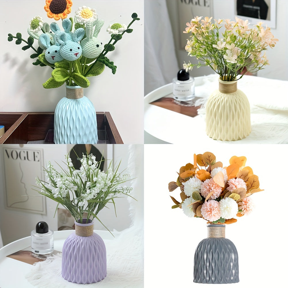 2 богемные белые пластиковые вазы, высотой 14,99 см, для искусственных цветов - идеально подходят для свадеб и домашнего декора.