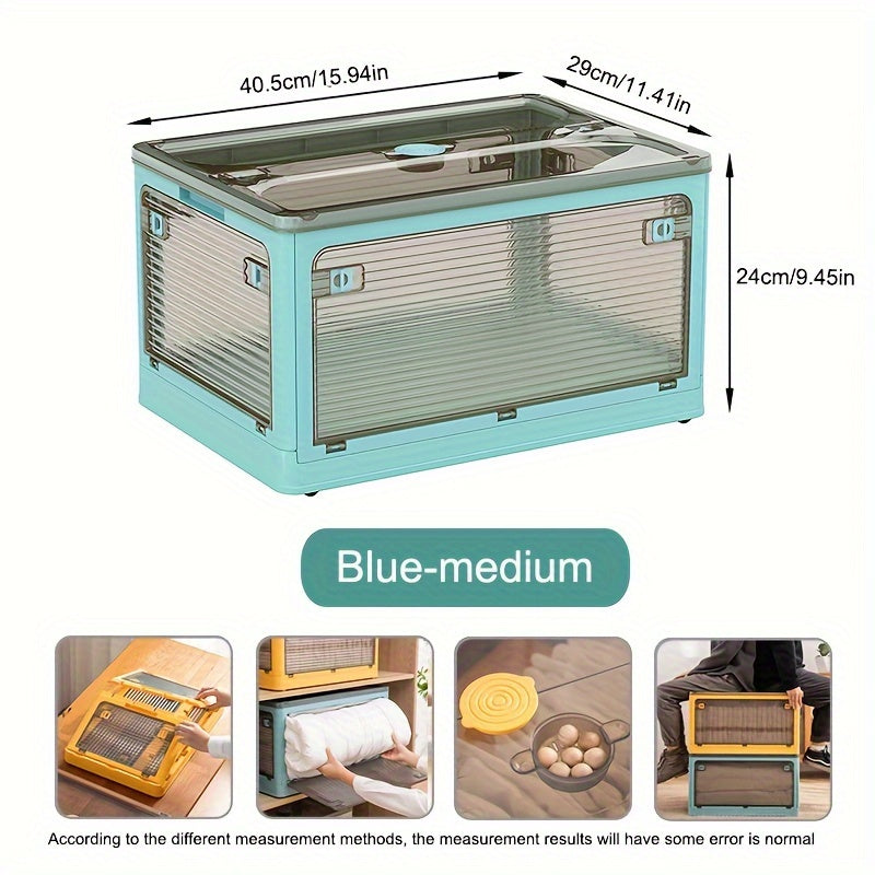 Caja de almacenamiento plegable transparente para ropa, juguetes y mantas